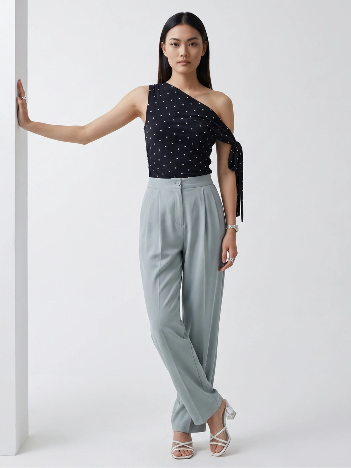 Koren Pleated Trousers Sage Green