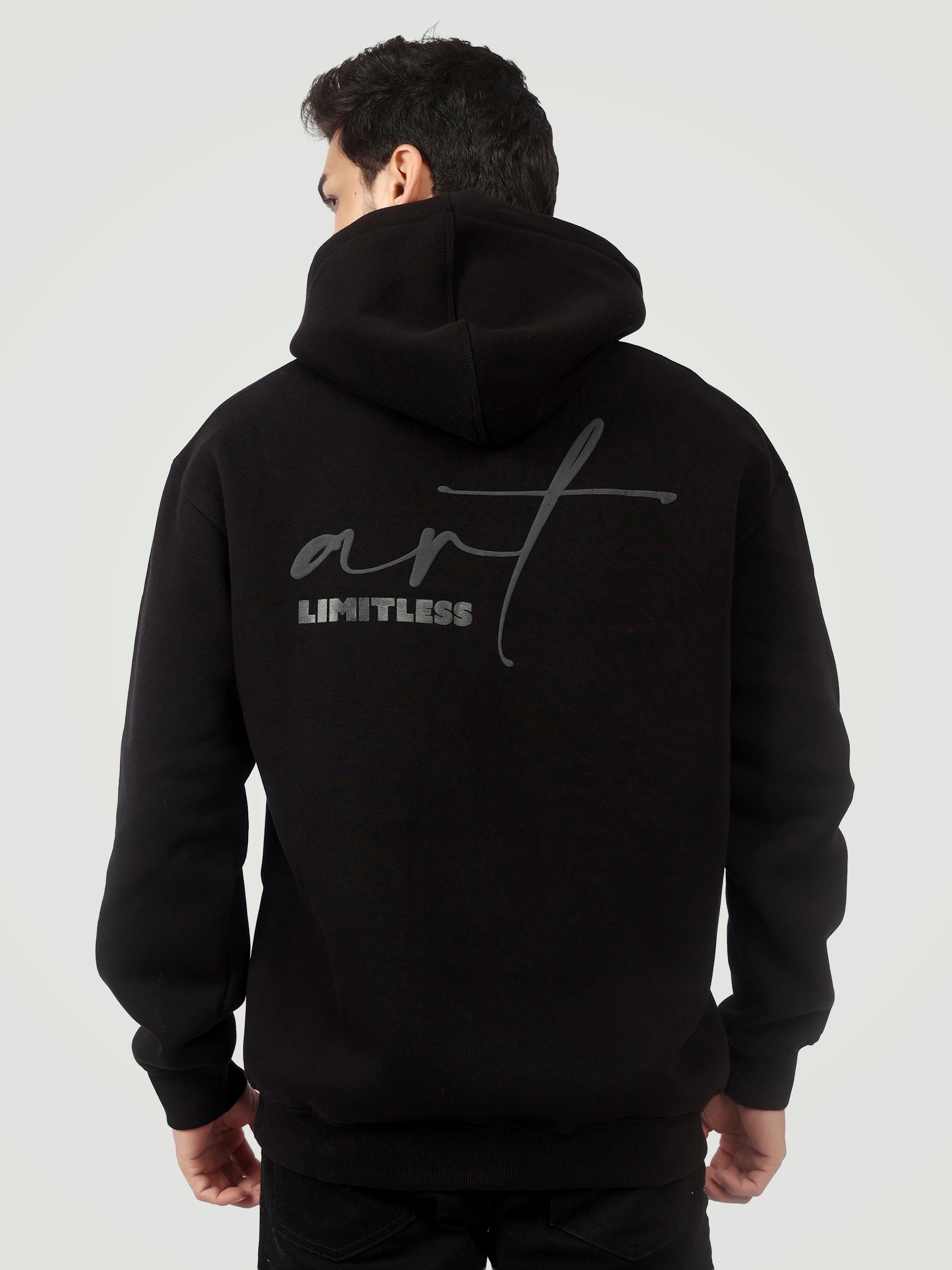 Men's Black Oversized Hoodie | 380 GSM Premium Fleece | MeeDee