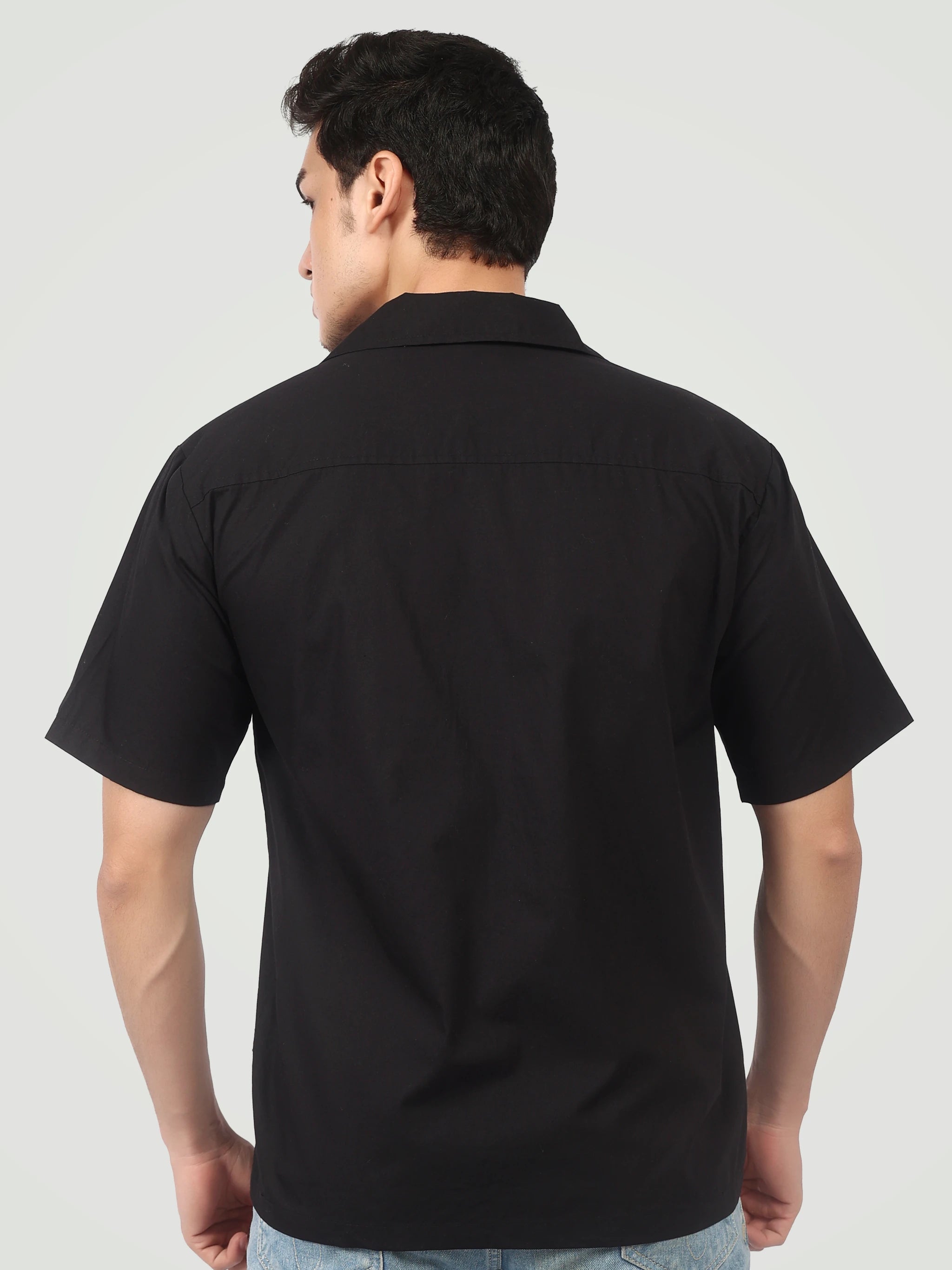 The Architectural Pleated Camp Collar Shirt – Jet Black