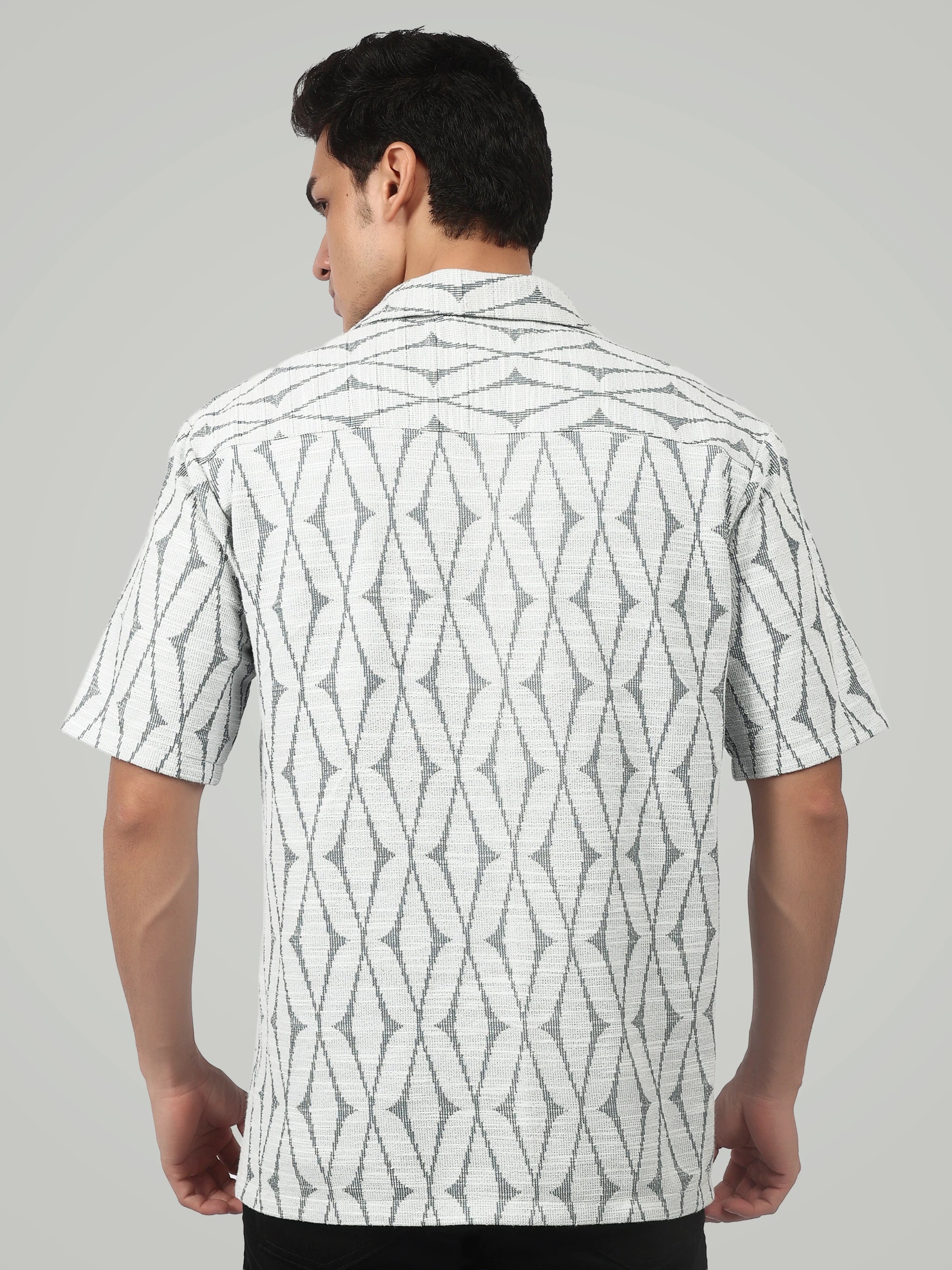 The Geometric Diamond Weave Shirt – Monochrome