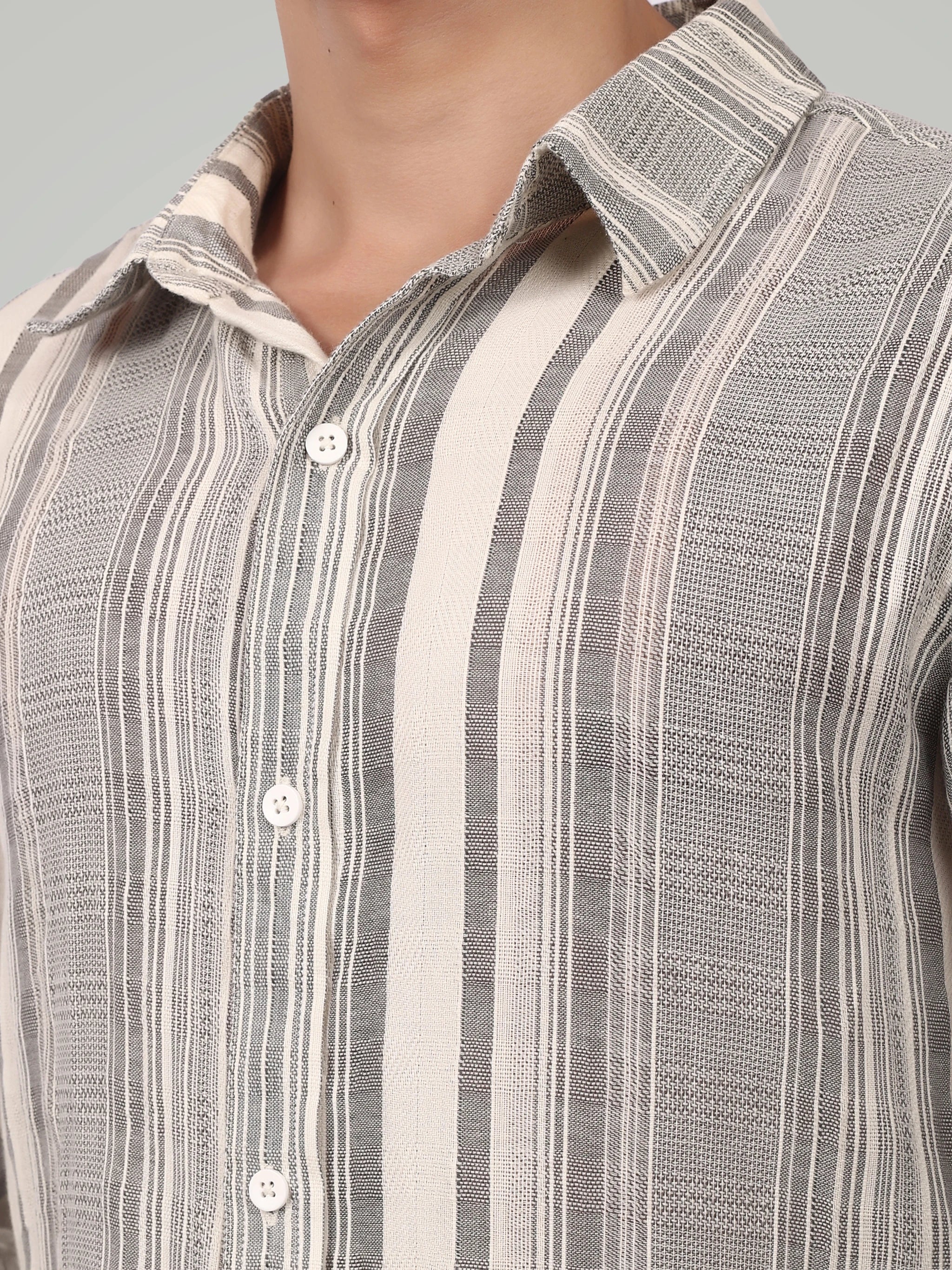 The Textured Stripe Button-Down – Earth tones