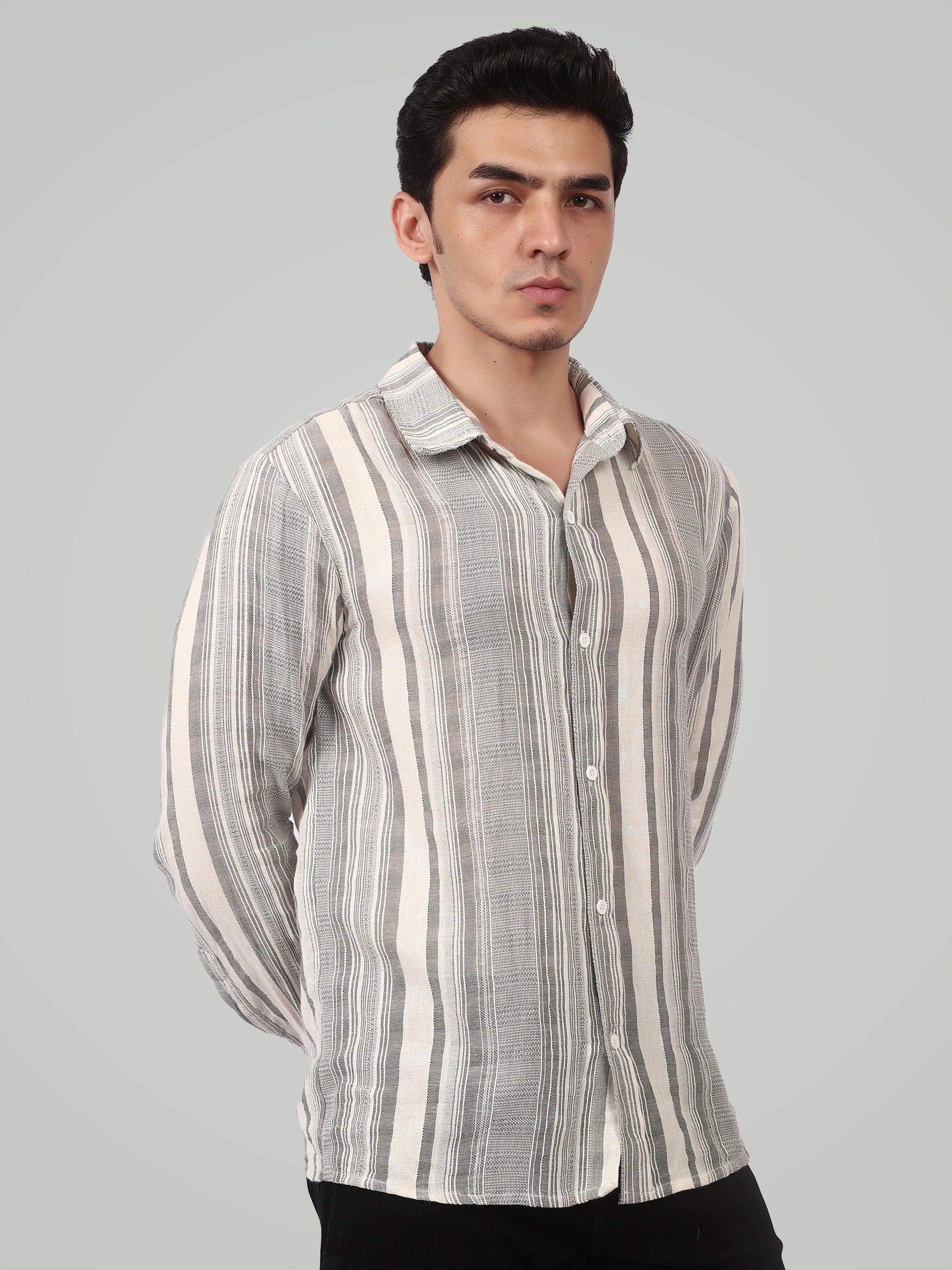 The Textured Stripe Button-Down – Earth tones