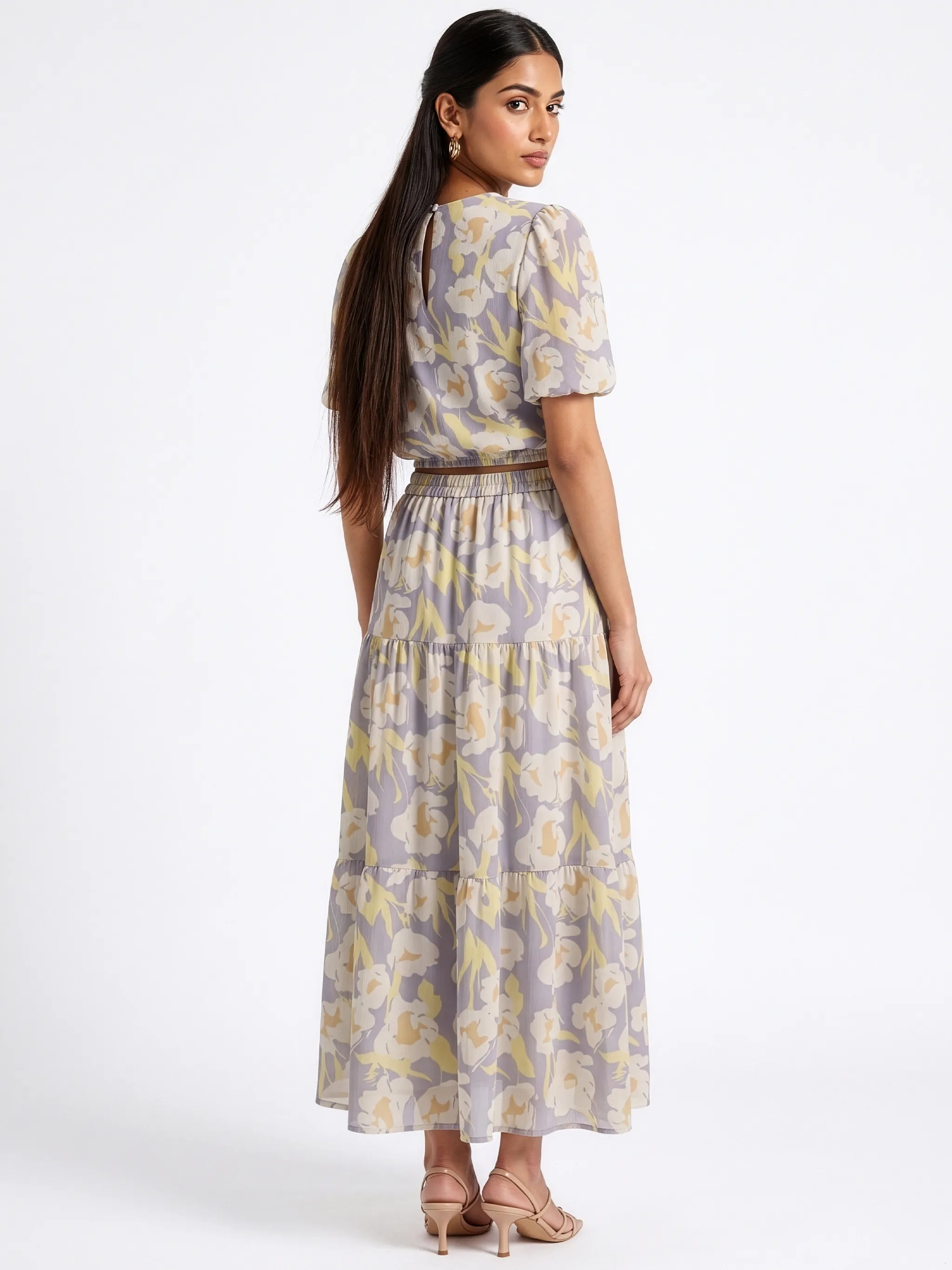 Flora Premium Chiffon fabric Print Midi Dress for Women