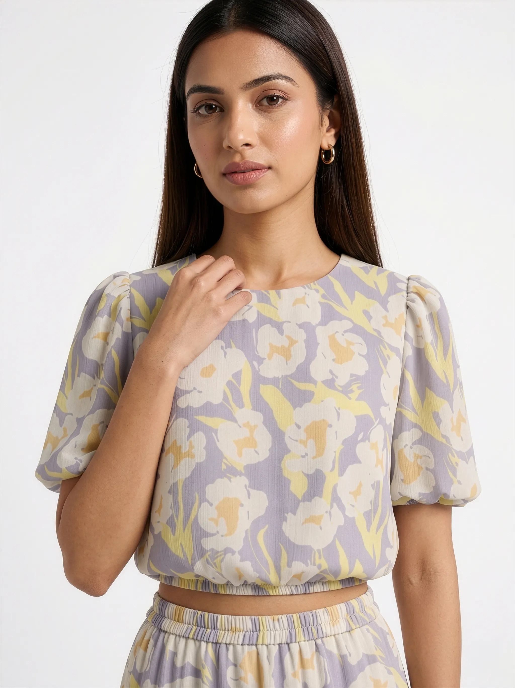 Flora Premium Chiffon fabric Print Midi Dress for Women