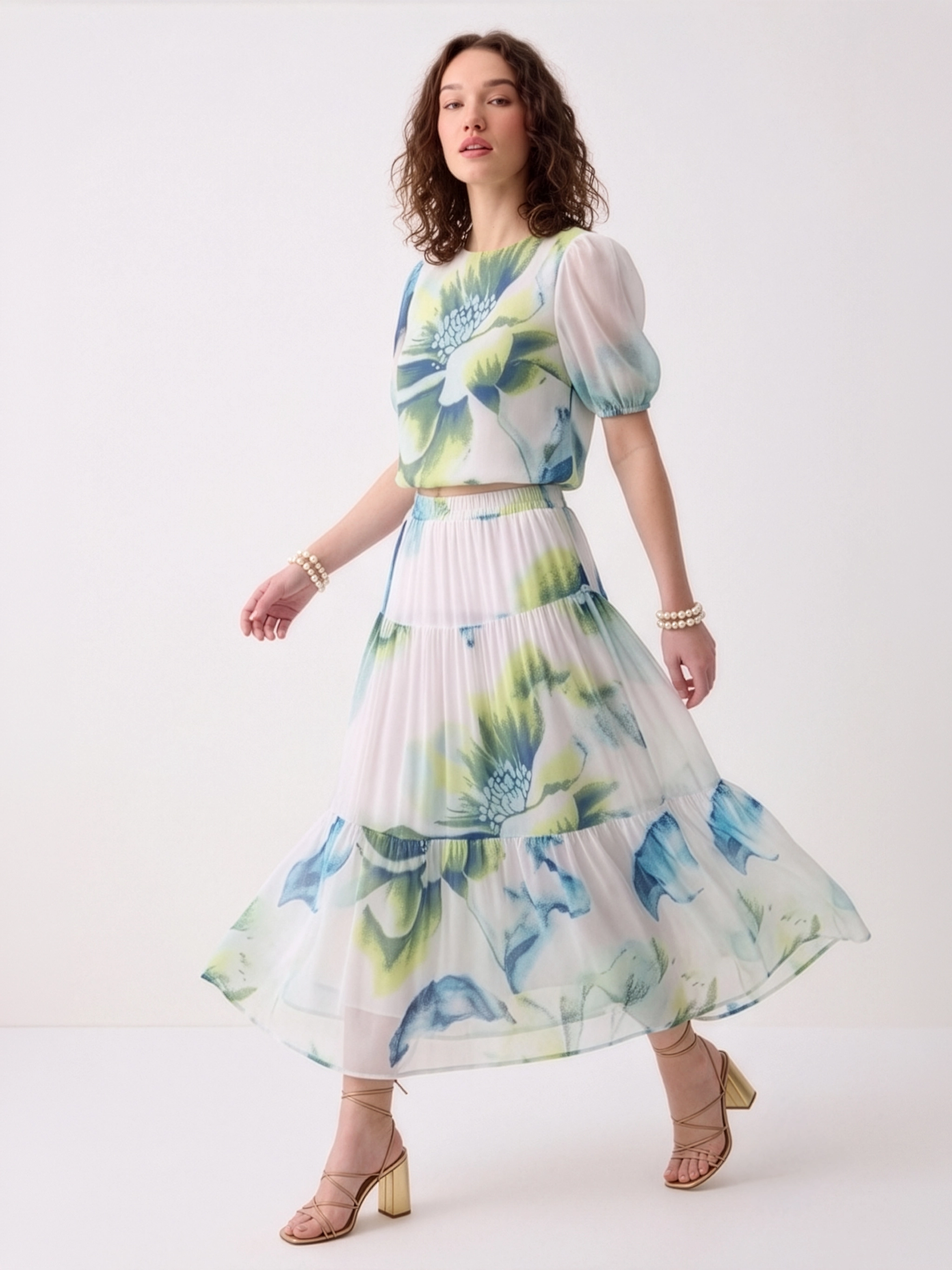 Flora Premium Georgette Floral Print Co-Ord Set for Women
