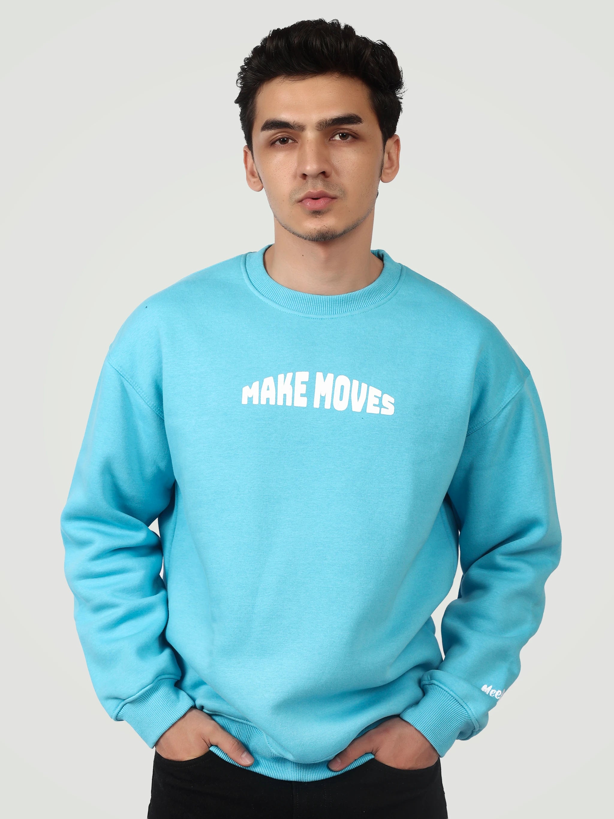 The "Make Moves" Oversized Crewneck – English Blue