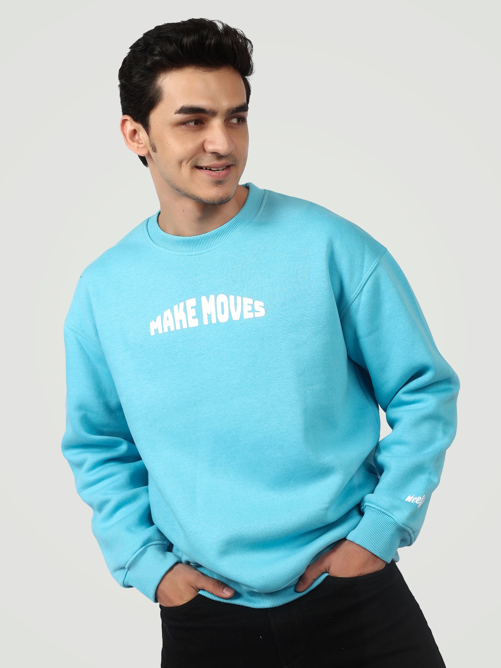 The "Make Moves" Oversized Crewneck – English Blue