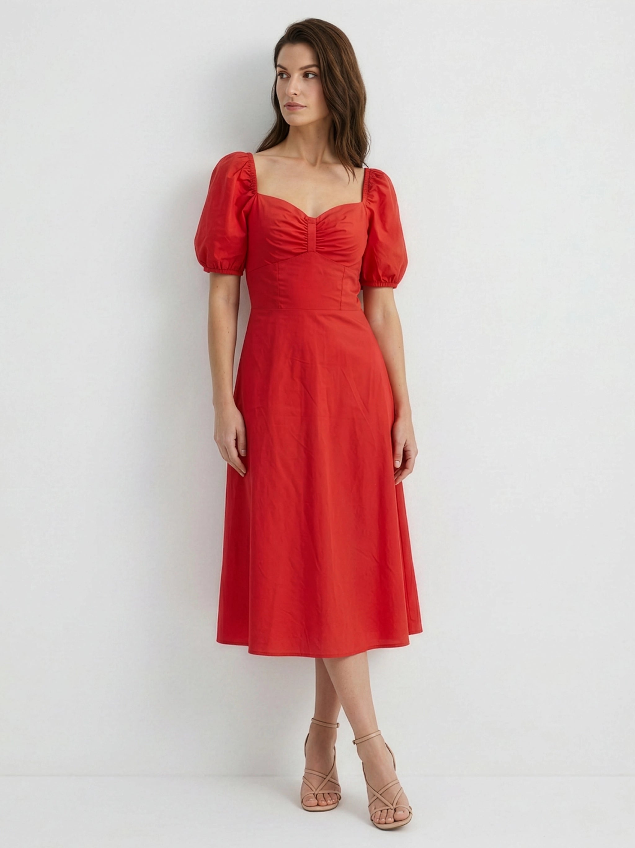 Scarlett Cotton Poplin Midi Red Dress