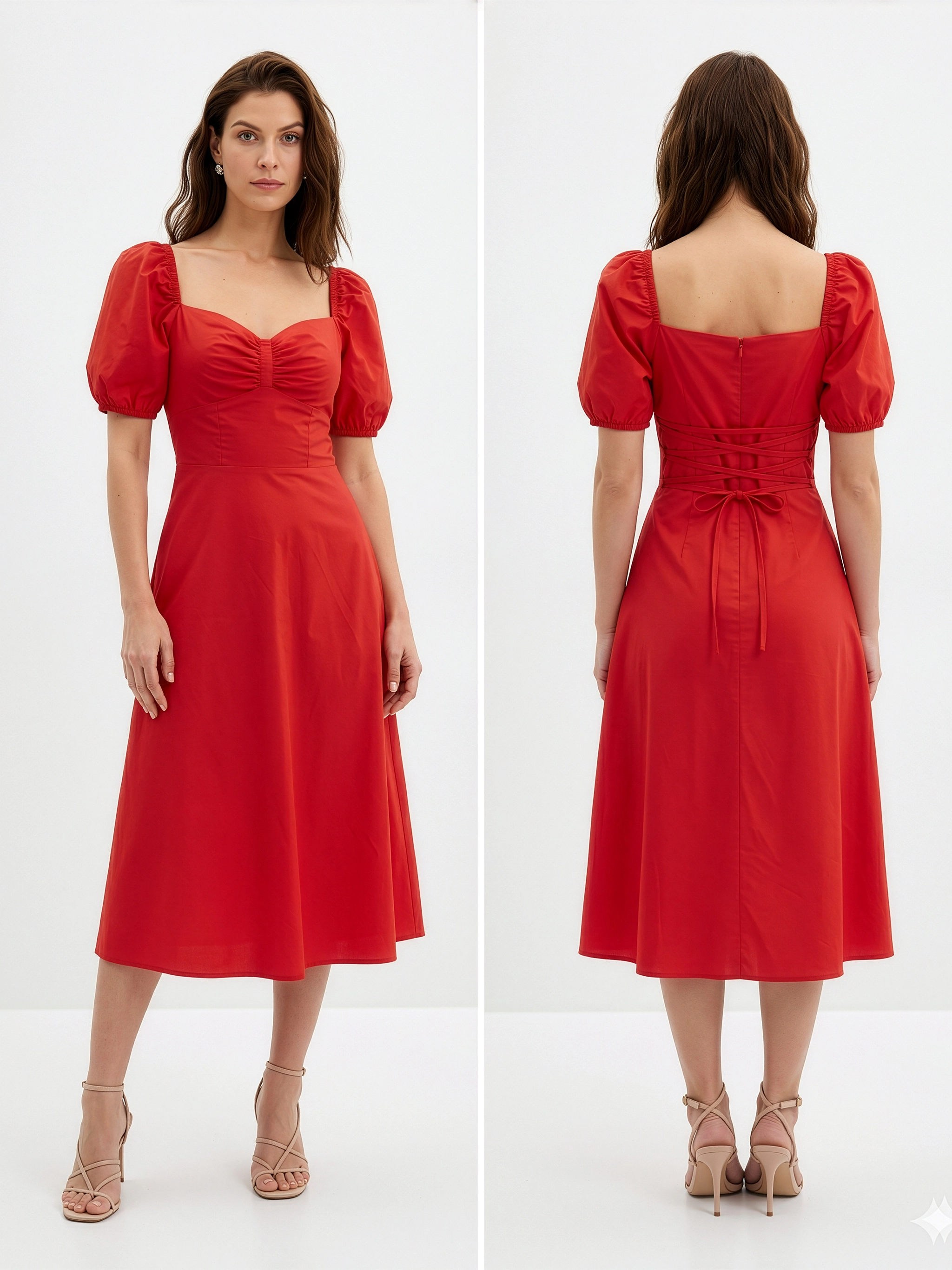 Scarlett Cotton Poplin Midi Red Dress