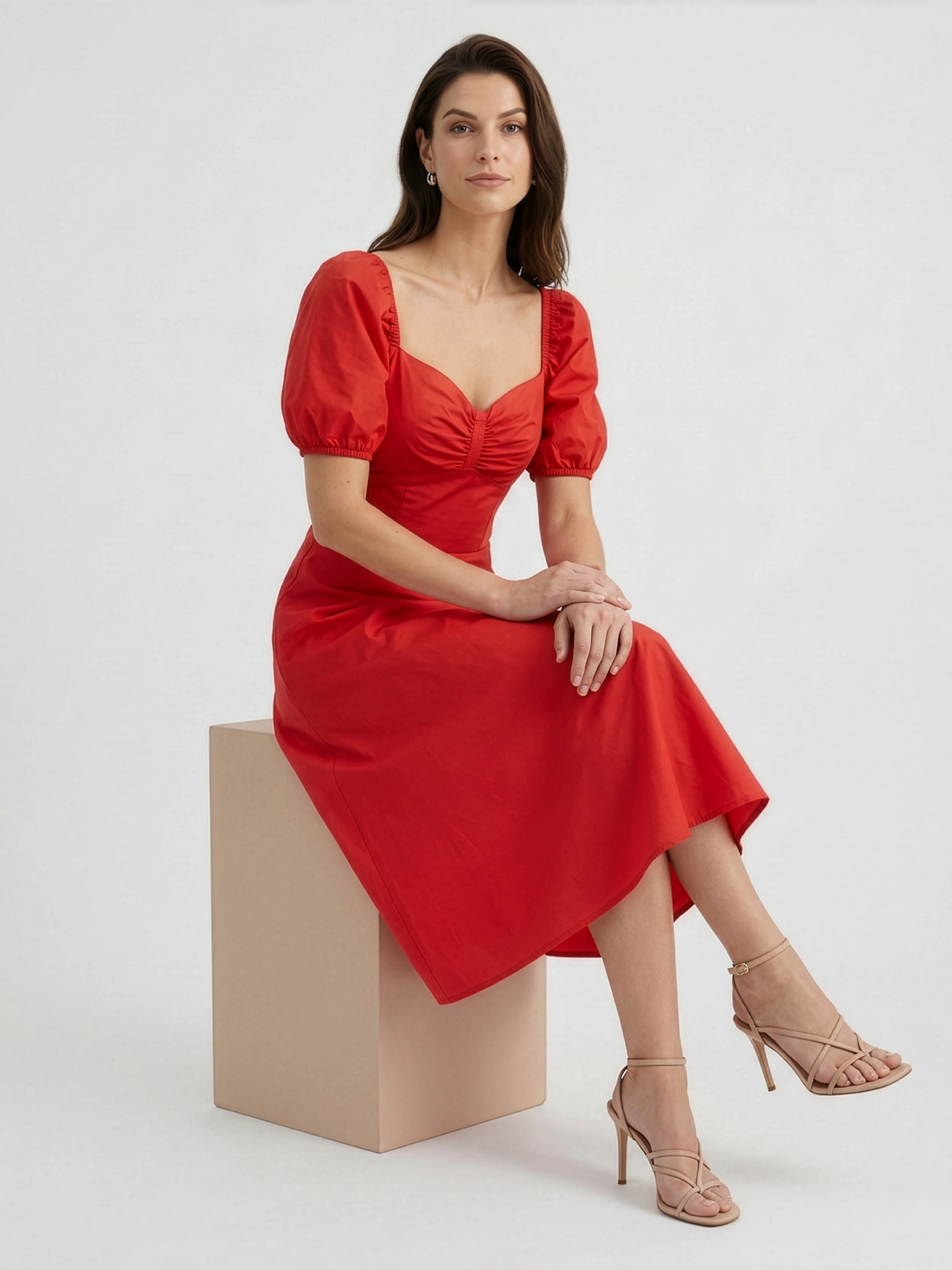 Scarlett Cotton Poplin Midi Red Dress