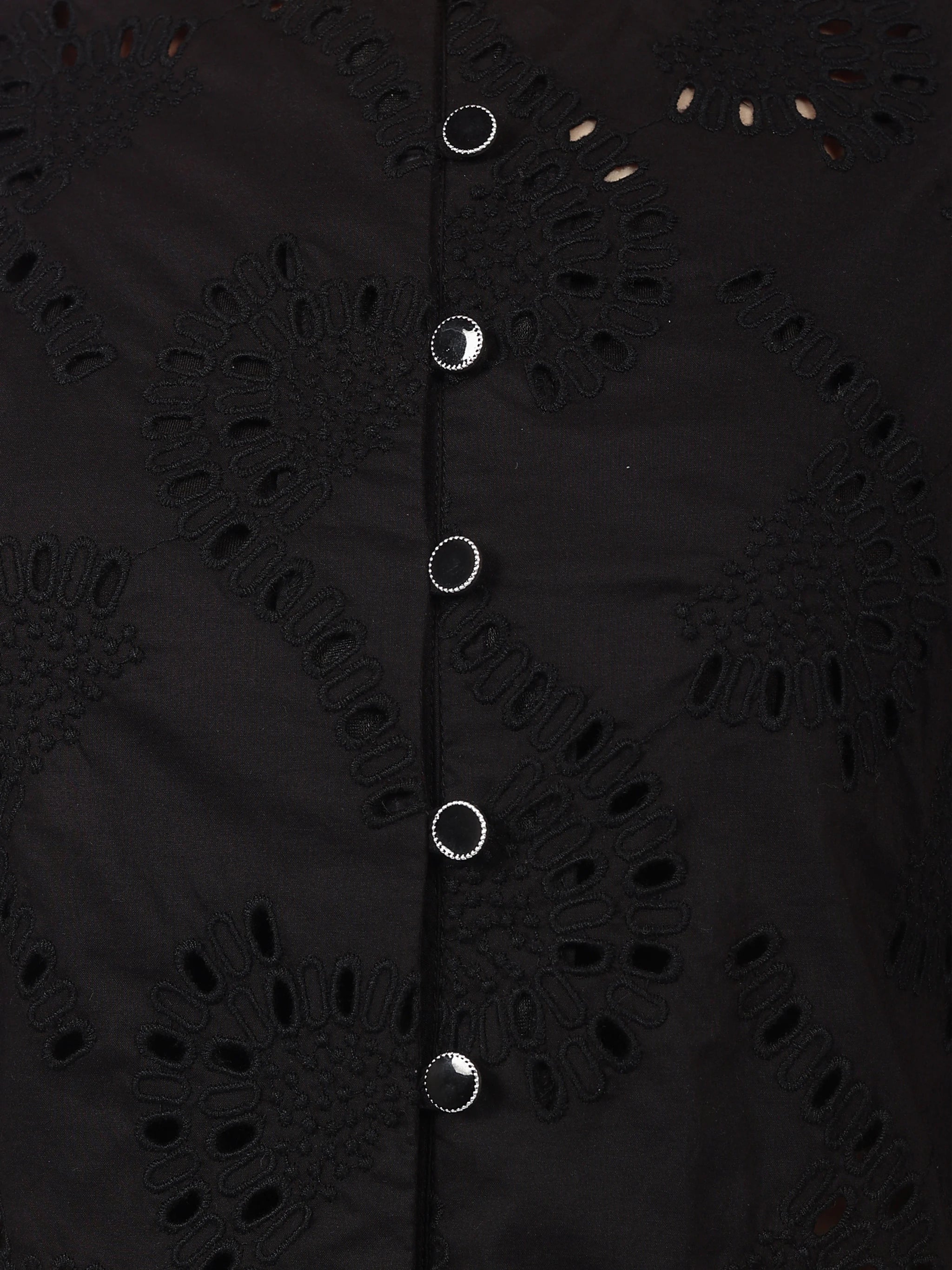 The Schiffli Embroidered Blouse – Onyx Black