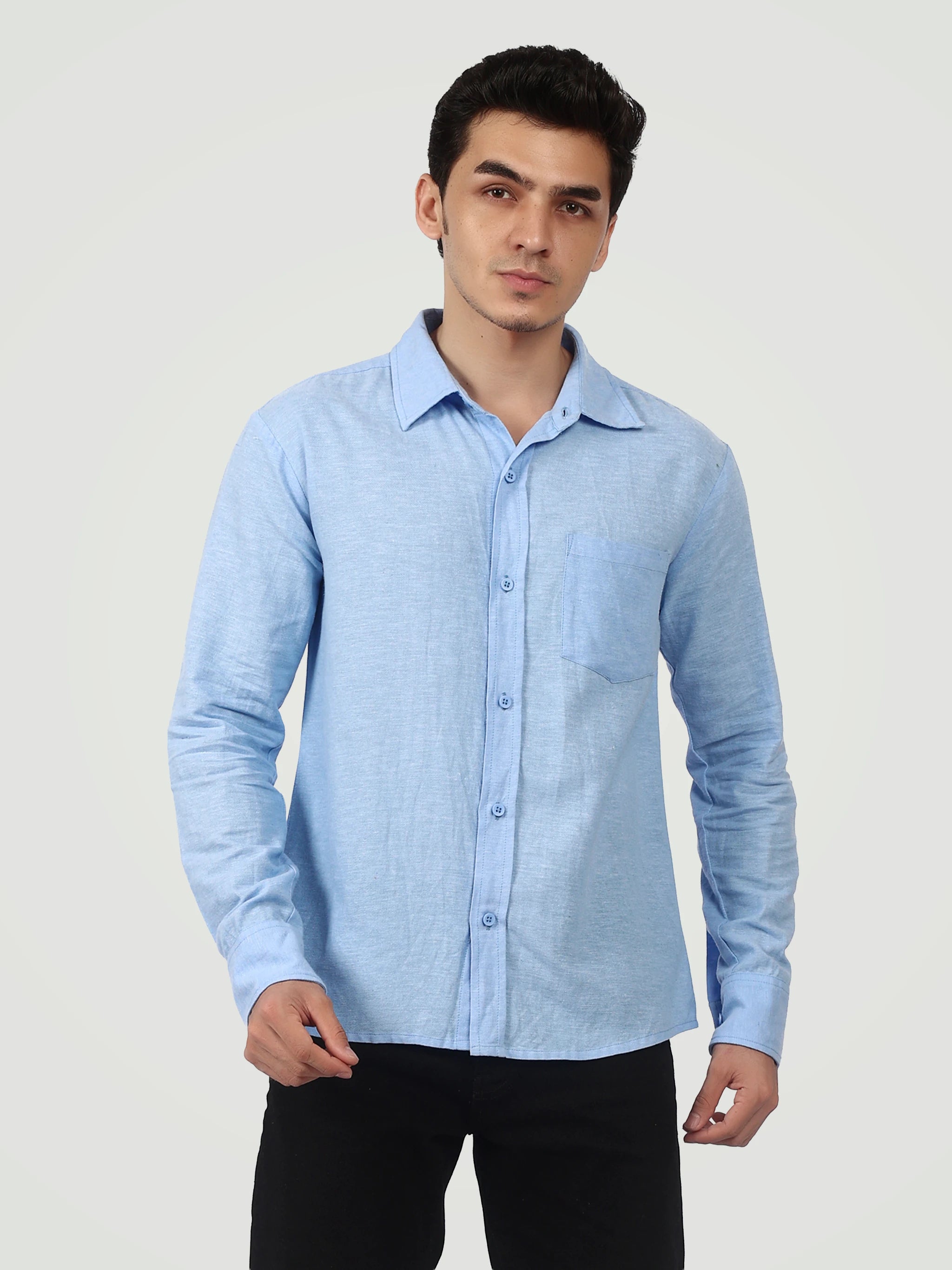 The Essential Textured Button-Down – Sky Blue