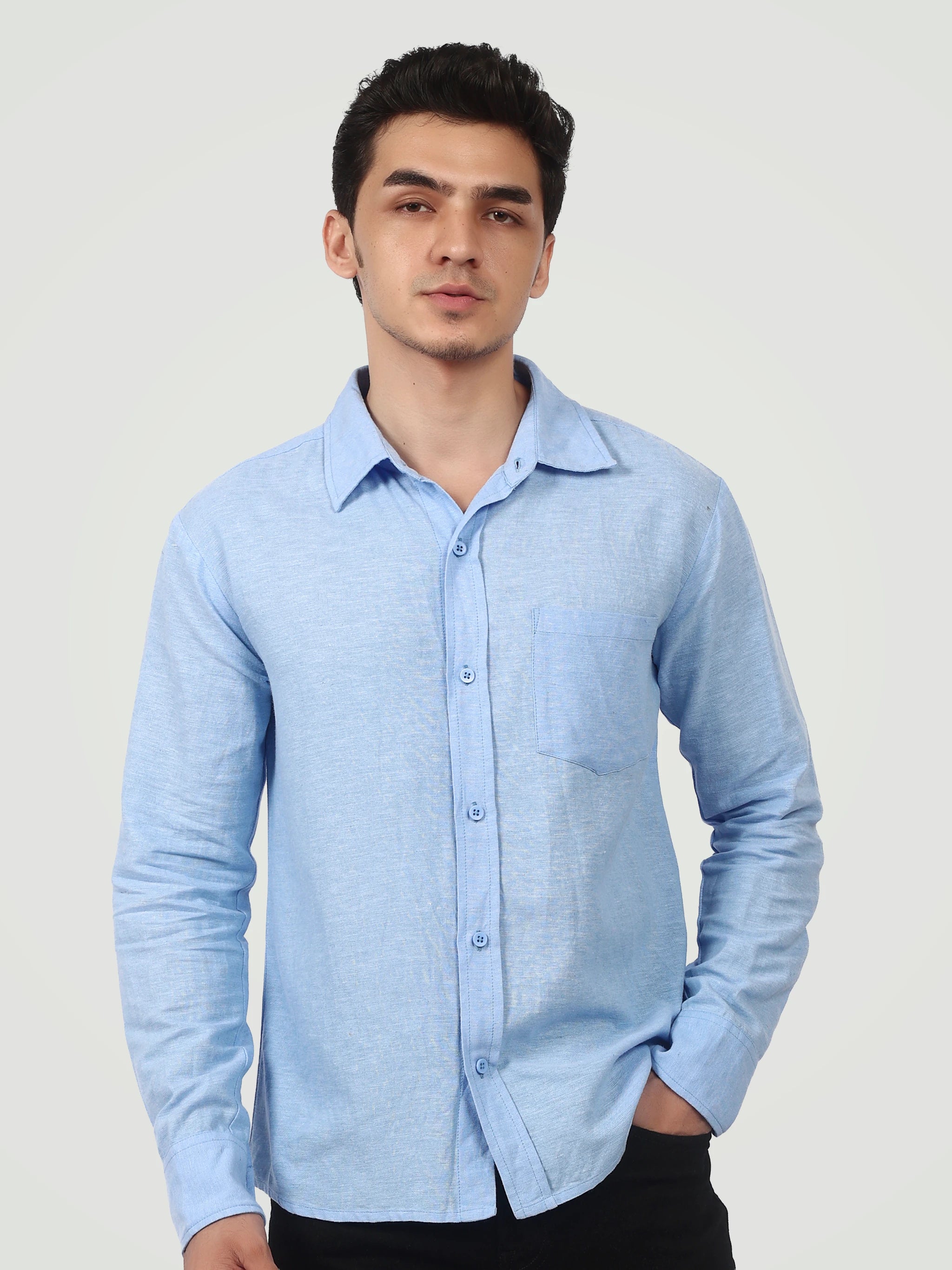 The Essential Textured Button-Down – Sky Blue