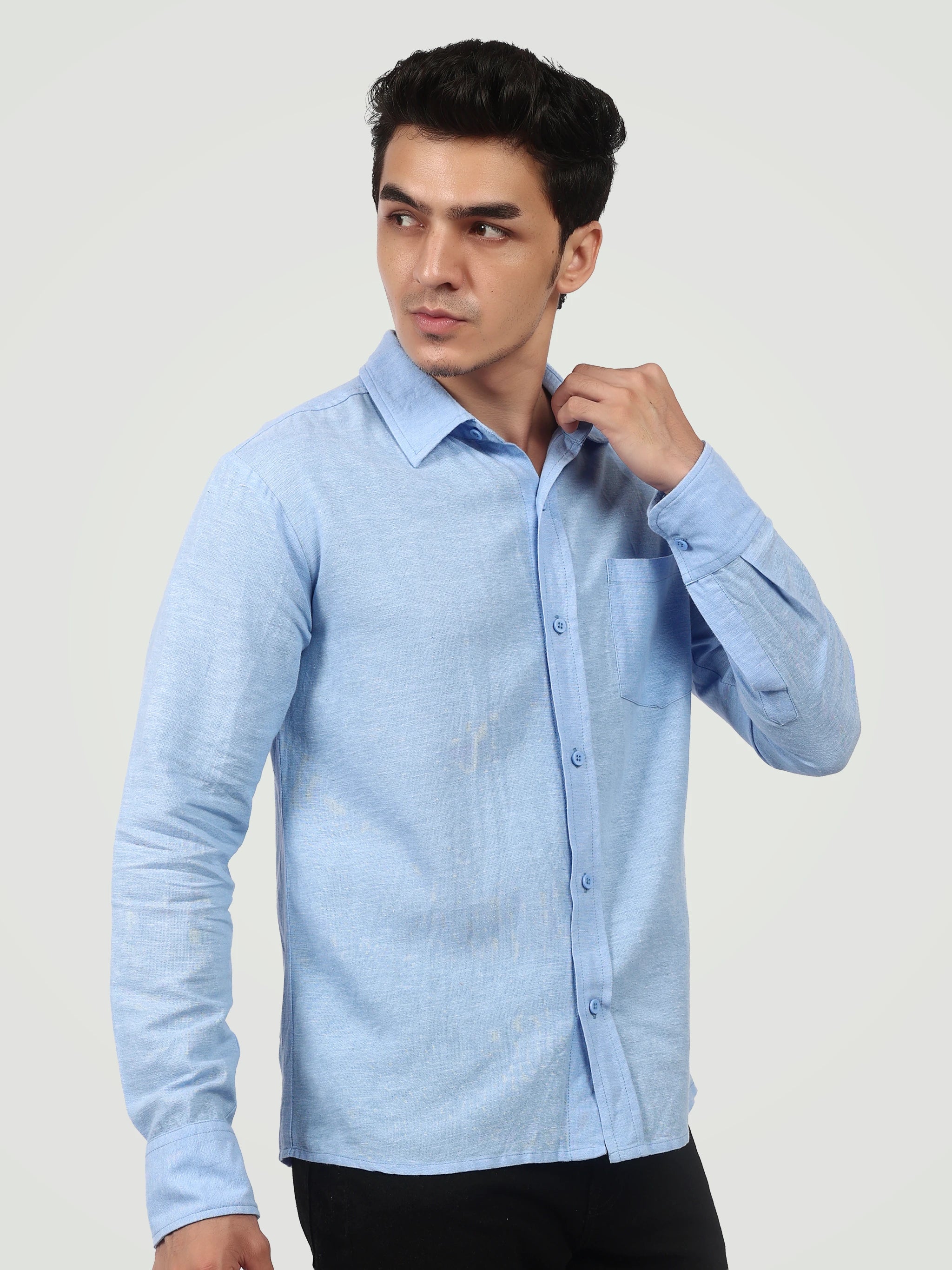 The Essential Textured Button-Down – Sky Blue
