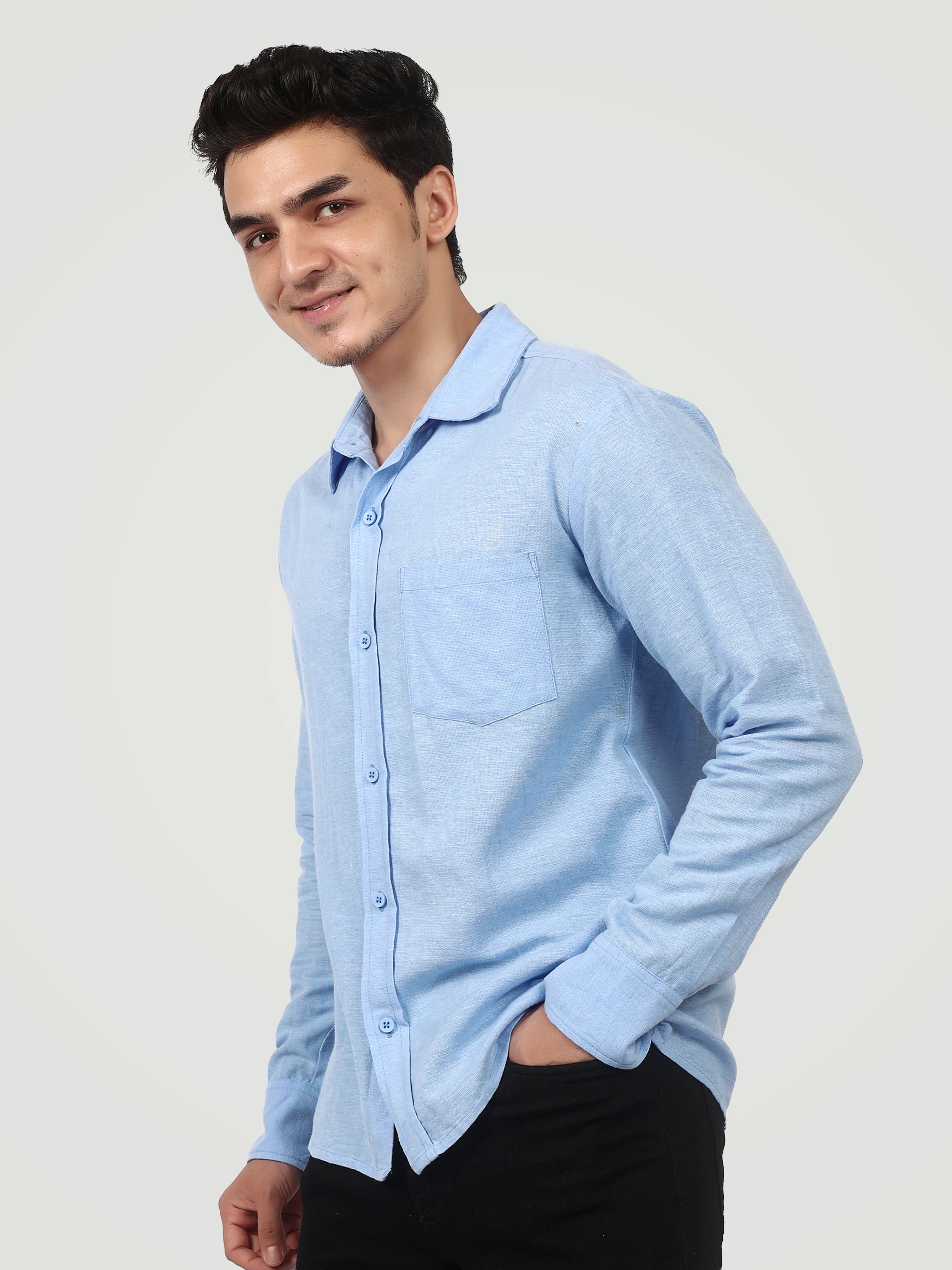 The Essential Textured Button-Down – Sky Blue