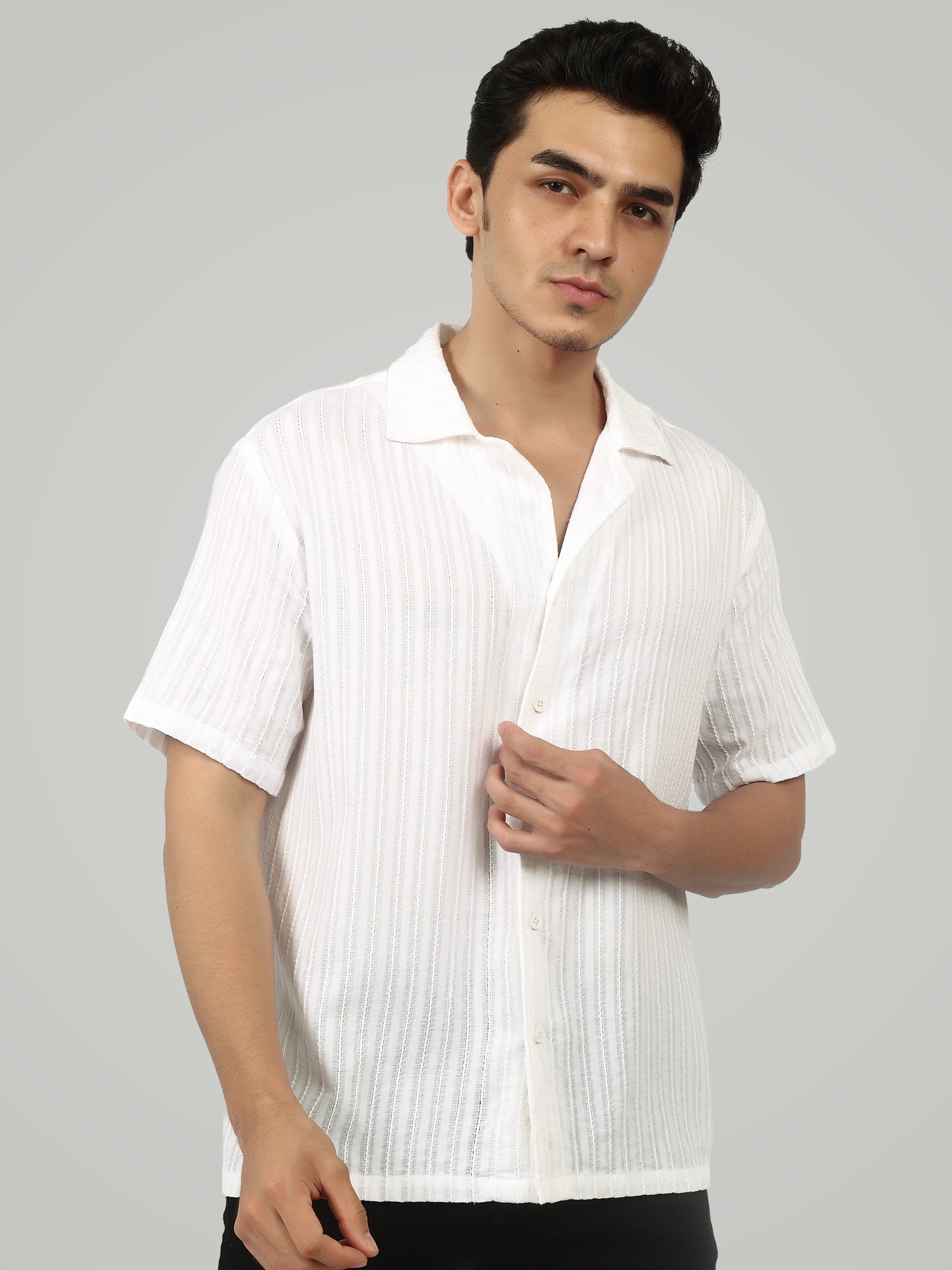 The Textured Resort Shirt – Pristine White