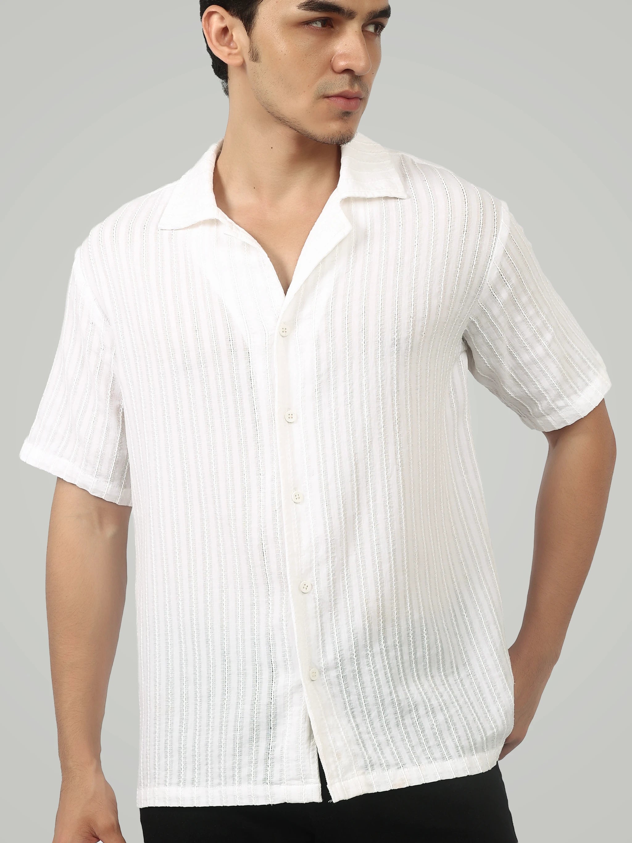 The Textured Resort Shirt – Pristine White