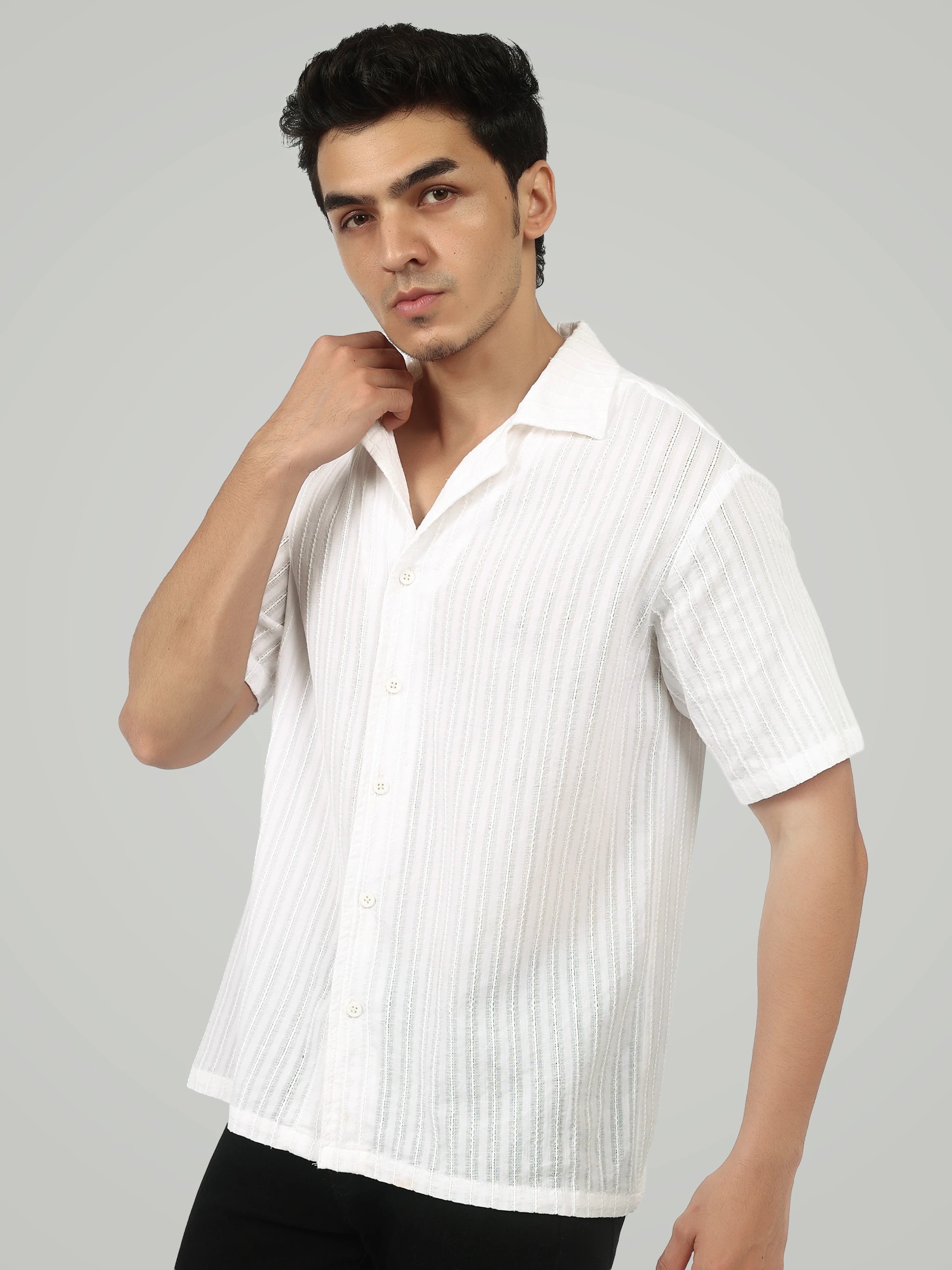 The Textured Resort Shirt – Pristine White