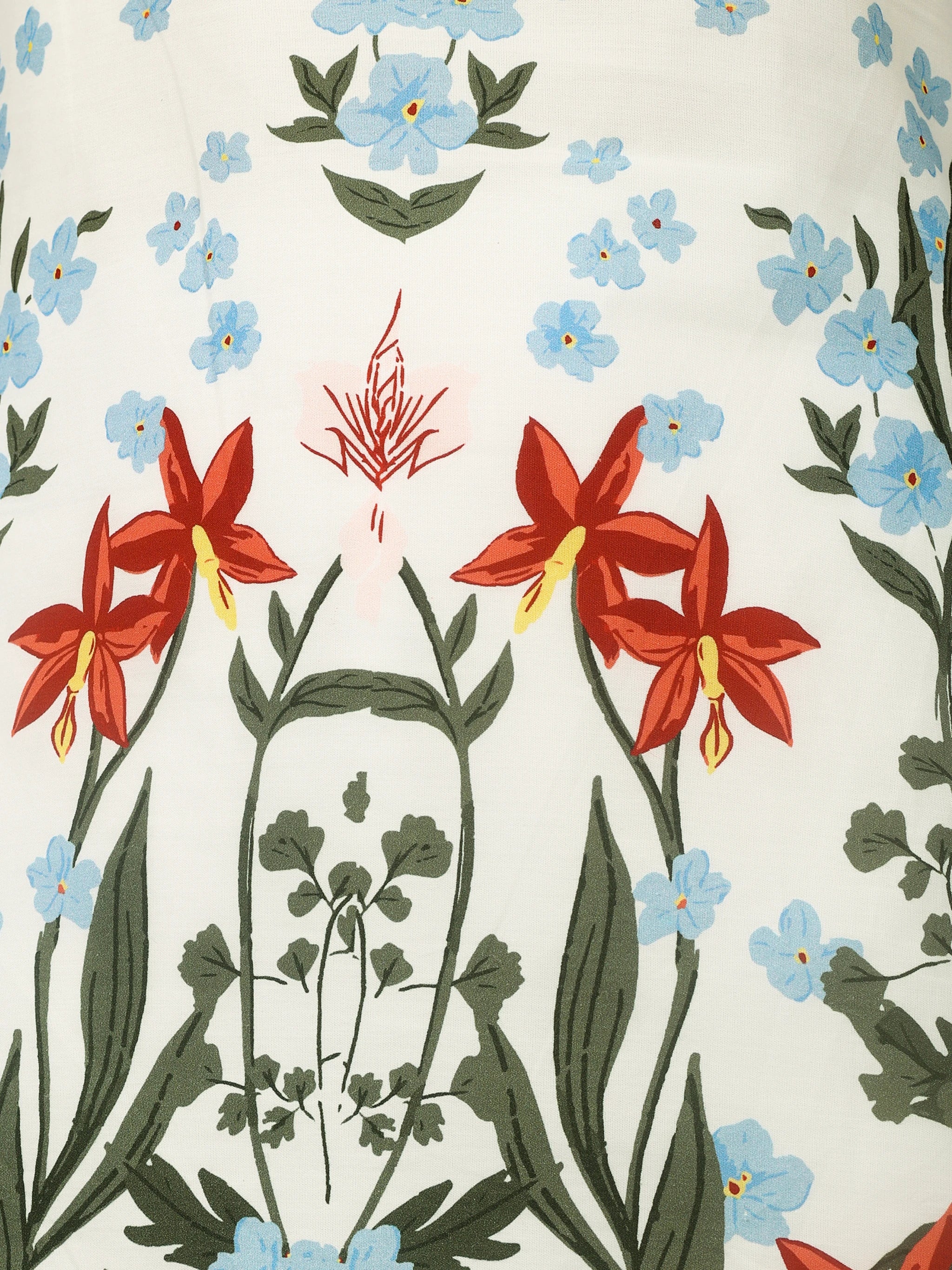 The Botanical Print Sleeveless Kurti – White