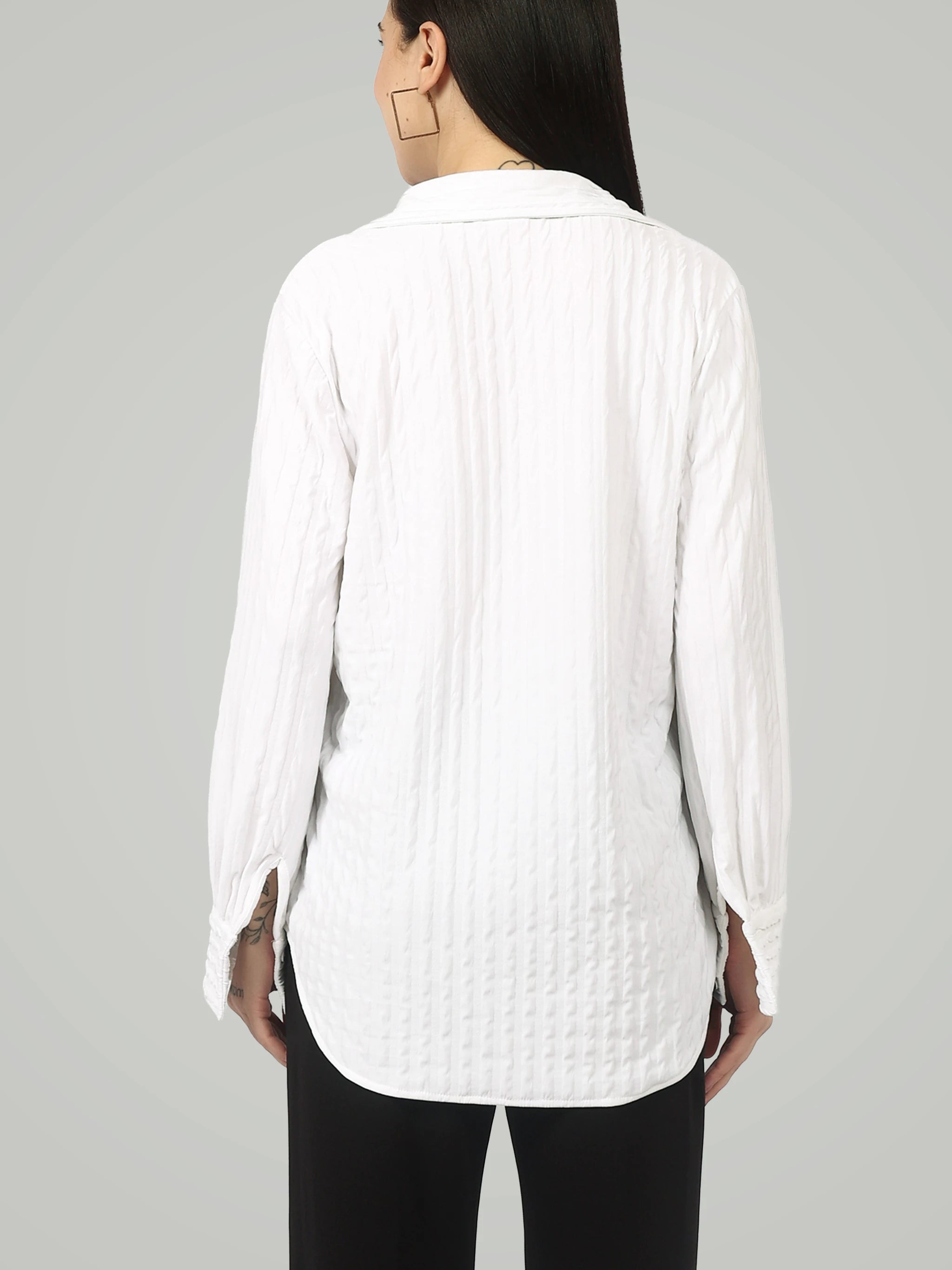 The Crinkle-Weave Essential Shirt – Cloud White