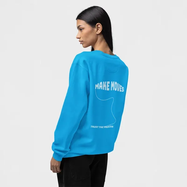 Blue oversized sweatshirt side view