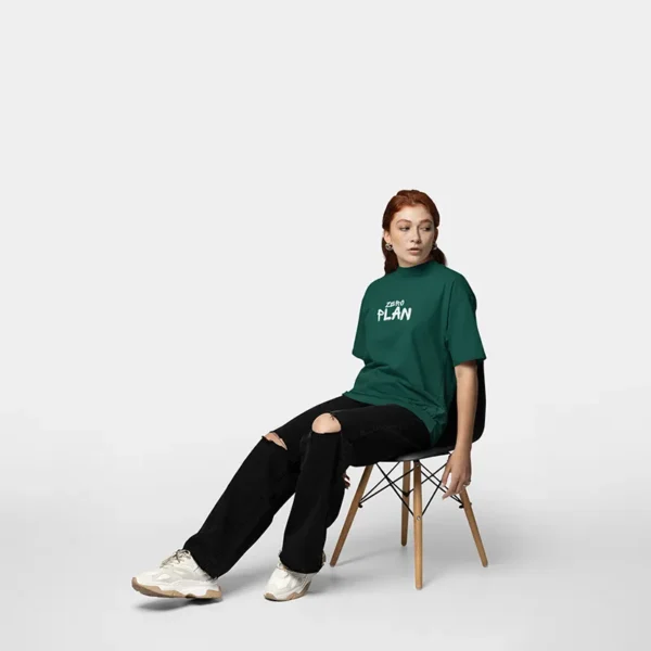 Teal Green Oversized T-Shirt paired with denim – Casual street style