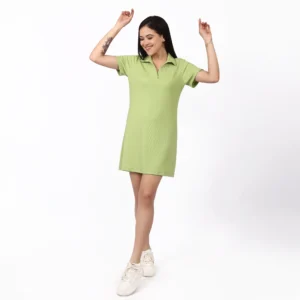 Side view of the Ace Knit Polo Dress.