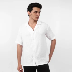 Close-up of the subtle vertical texture of the fabric.