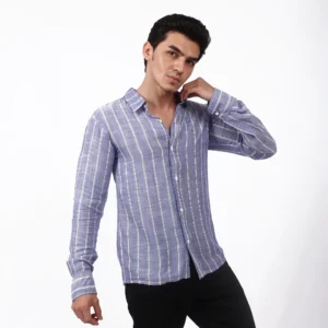 Side view of the Riviera Striped Shirt.